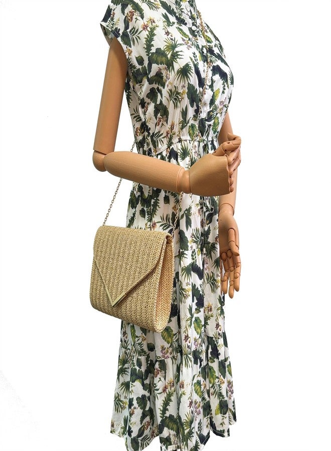 Eiyye Straw Clutch for Women Envelope Woven Rattan Evening Bag with Detachable Chain Boho Crossbody Shoulder Purse for Wedding Vacation Party - Image 4